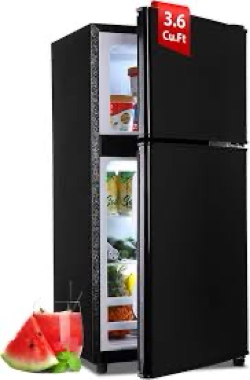 Zyerch Mini Fridge with Freezer, 3.6 Cu. Ft. Adjustable Thermostat Compact Fridge with Freezer,Offic