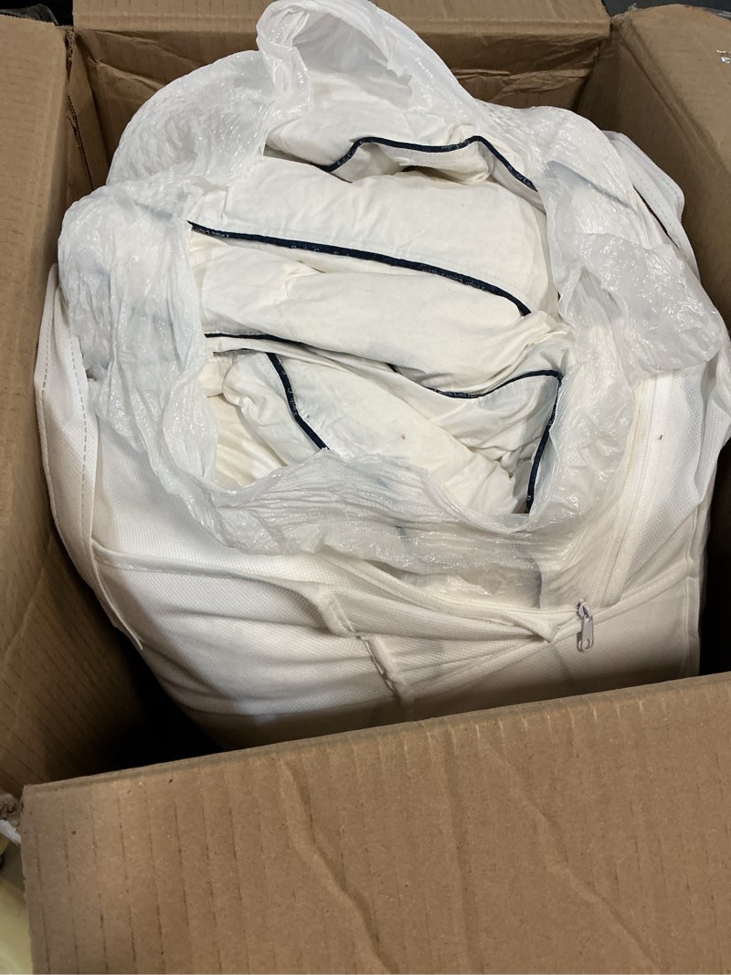 Condition photo showing As Is for pacific coast goose feather down comforters king size, 100% cotton extra fluffy white duvet insert, 