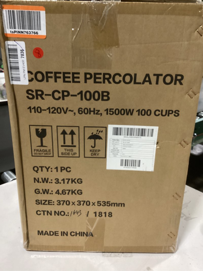 SYBO SR-CP-100B Commercial Grade Stainless Steel Percolate Coffee Maker Hot Water Urn for Catering, 