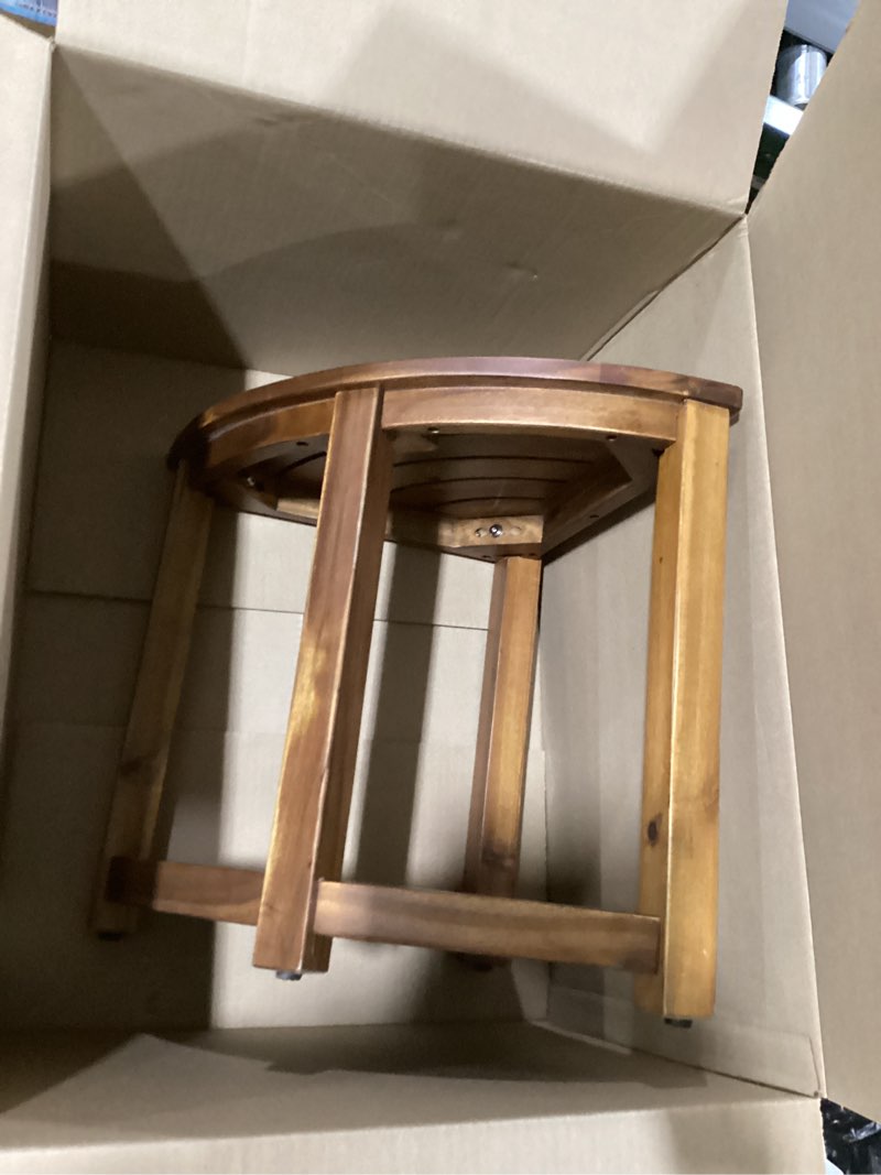 Condition photo showing New/Like New for ibosins corner shower stool with storage shelf shower foot rest for shaving legs small bench for inside shower to sit on bath seat - acacia wood acacia wood color