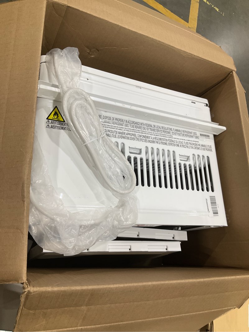 Condition photo showing As Is for lg 5000 btu window air conditioner with remote, easy mechanical control ultra-quiet compact-size cools 150 sq.ft. for small room, washable filter ac unit easy installation white lw5025r 5000 btu remote white
