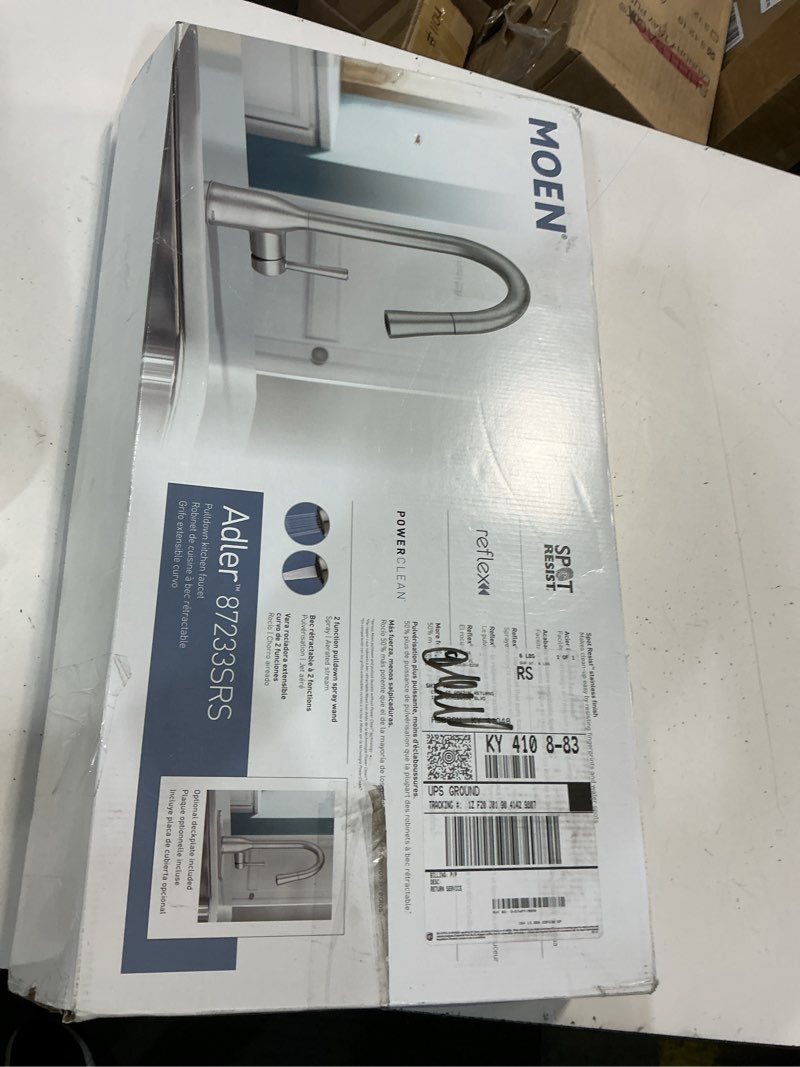Condition photo showing Good Condition for moen adler spot resist stainless one-handle high arc pulldown kitchen faucet with power clean, 87233srs