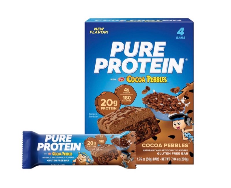 (best by 11/18/26) pure protein cocoa pebbles™ protein bars – 20g protein, 4g sugar, 180 calories (4 count) low sugar*