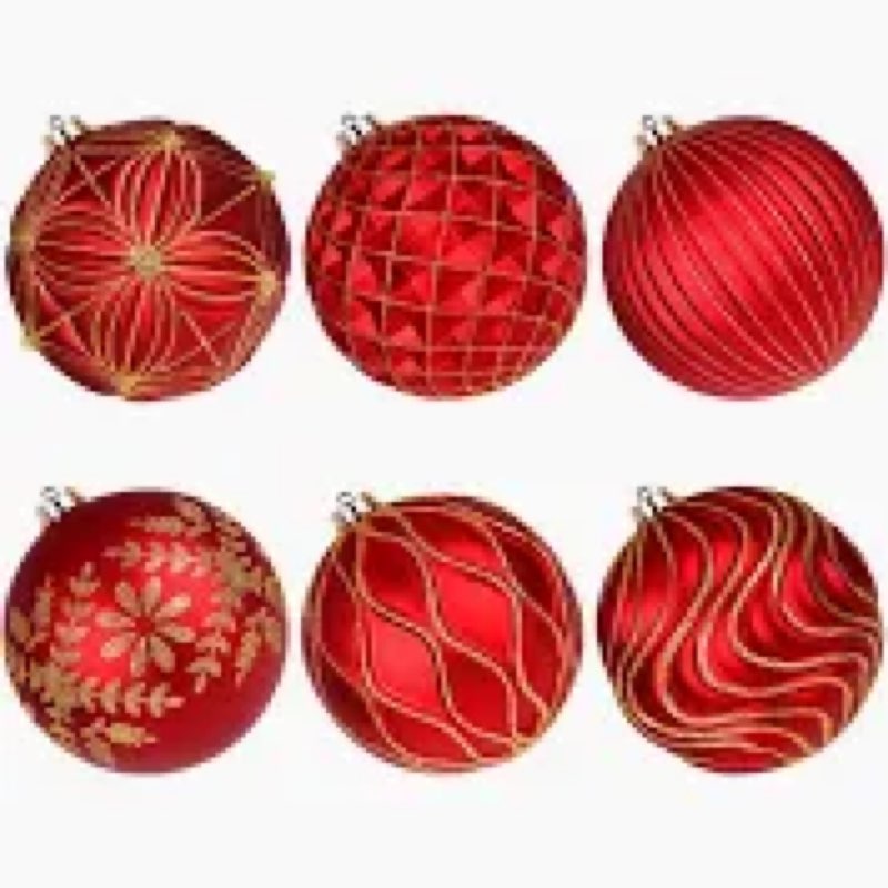 Lanpn 6 Pcs 8" Large Christmas Balls Ornaments, Outdoor Xmas Tree Hanging Decorations, Shatterproof 