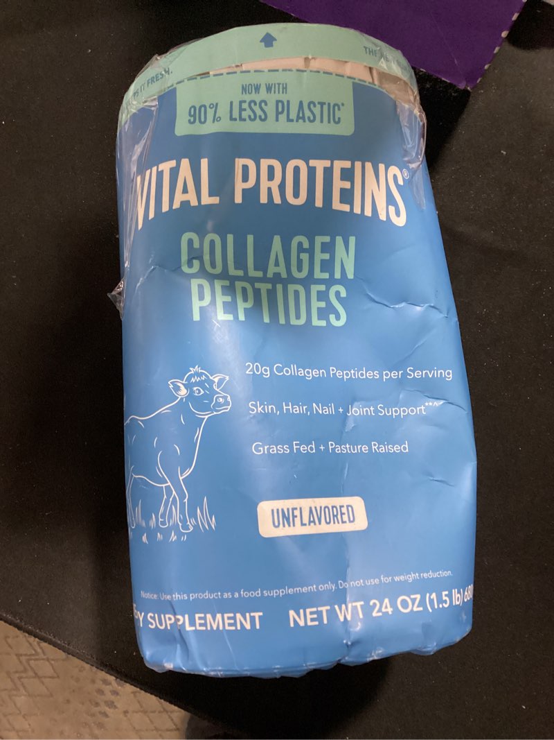 Condition photo showing New/Like New for vital proteins collagen peptides powder, promotes hair, nail, skin, bone and joint health, zero sugar, unflavored 19.3 oz unflavored 1.2 pound (pack of 1)