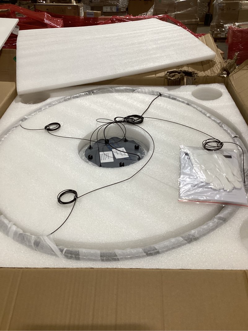 Condition photo showing Good Condition for dolria 32'' Modern Ring Chandelier Crystal Chandeliers for Dining Room Round LED Dimmable Ceiling Light Fixture for Living Room Bedroom Lighting Black Black 1 Ring-32''