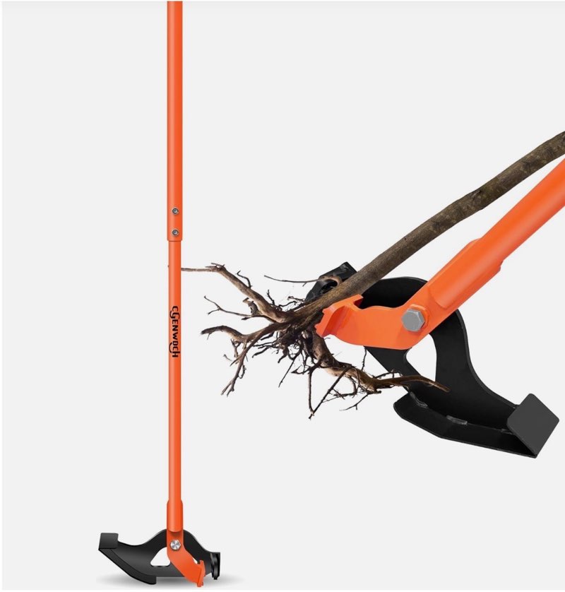 Heavy Duty Tree Puller (0-4"), Large Sapling Puller, Manual Tool Uses High Leverage to Fully Uproot Stubborn Shrubs, Vines & Saplings | Ergonomic Heavy Duty Garden & Landscaping Tool (Red)