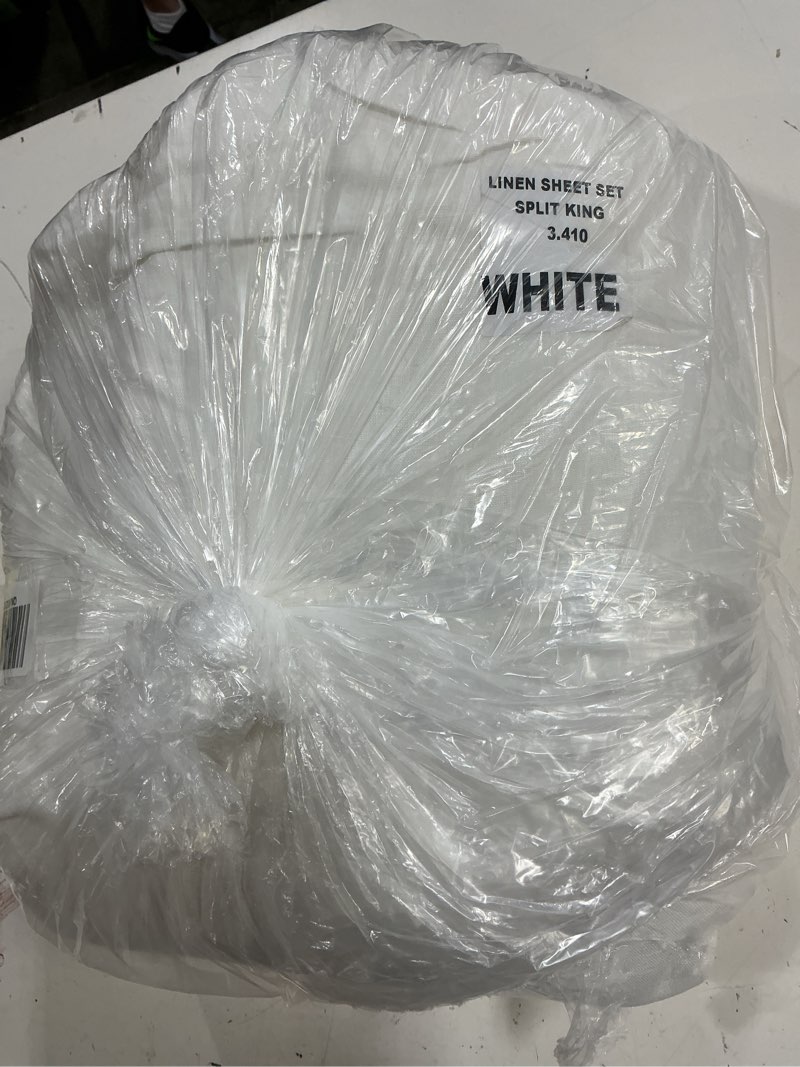 Condition photo showing Good Condition for quince european linen sheet set split king white 