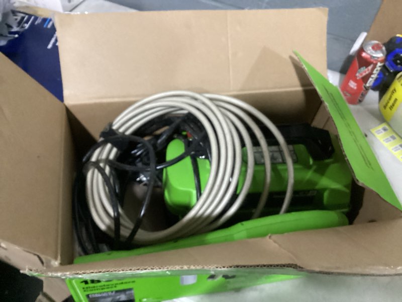 Condition photo showing As Is for greenworks 1800-psi 1.2-gpm cold water electric pressure washer