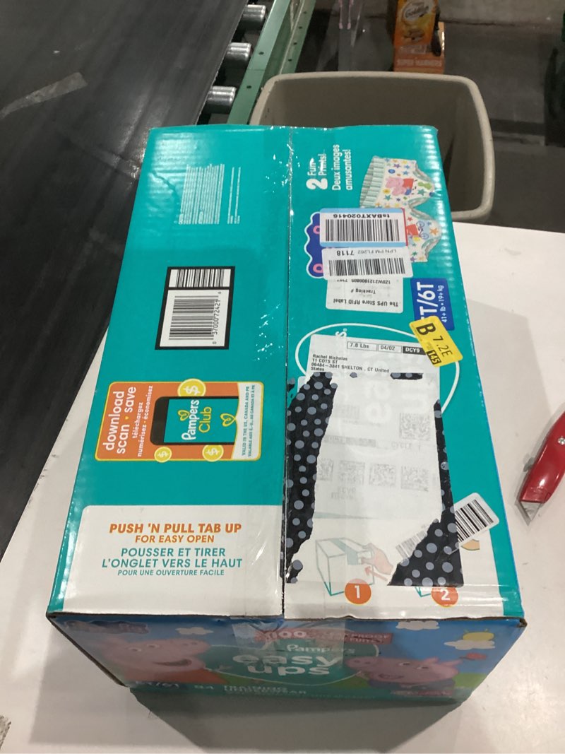 Condition photo showing New/Like New for easy ups girls & boys potty training pants, size 5t-6t, 84 count, peppa absorbent training underwear, up to 100% leakproof day and night, hypoallergenic (packaging may vary) 5t-6t 84