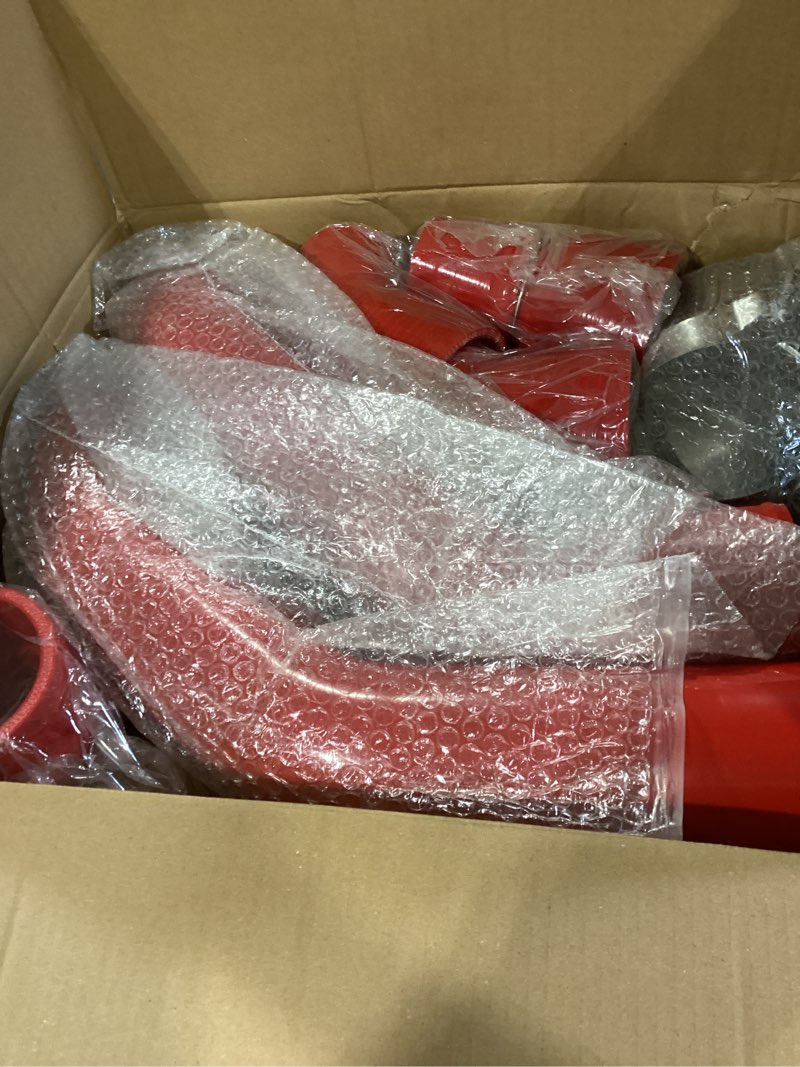Condition photo showing As Is for aluminum intercooler pipe kit & boots compatible with 2013-2018 dodge ram 2500/3500 6.7l cummins diesel trucks hot & cold side piping kits - red