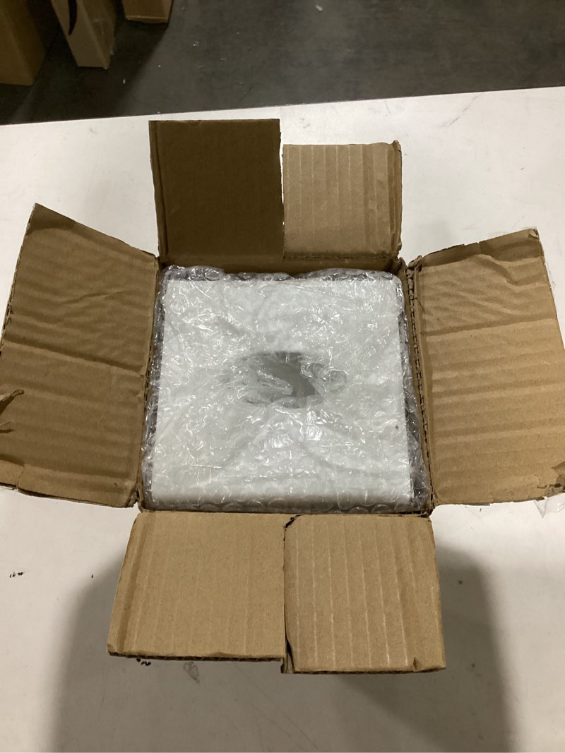 Condition photo showing As Is for Kamehame Tissue Box Cover Square Acrylic Tissue Holder 5.25x5.25x5.5 Inch White Dryer Sheet Holder Container Tissue Dispenser for Home Bathroom Kitchen and Office