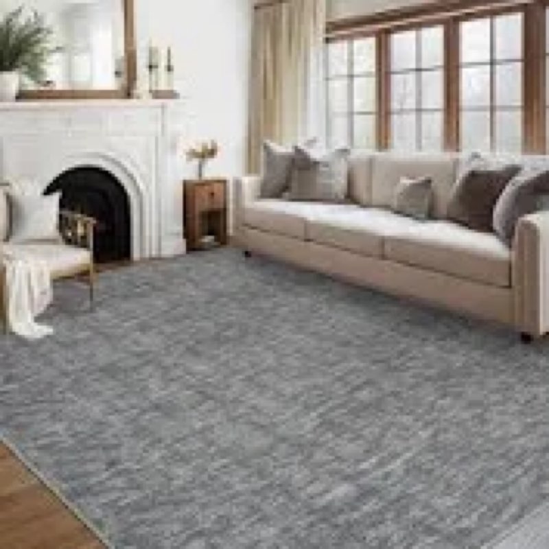 Machine washable gray area rug 