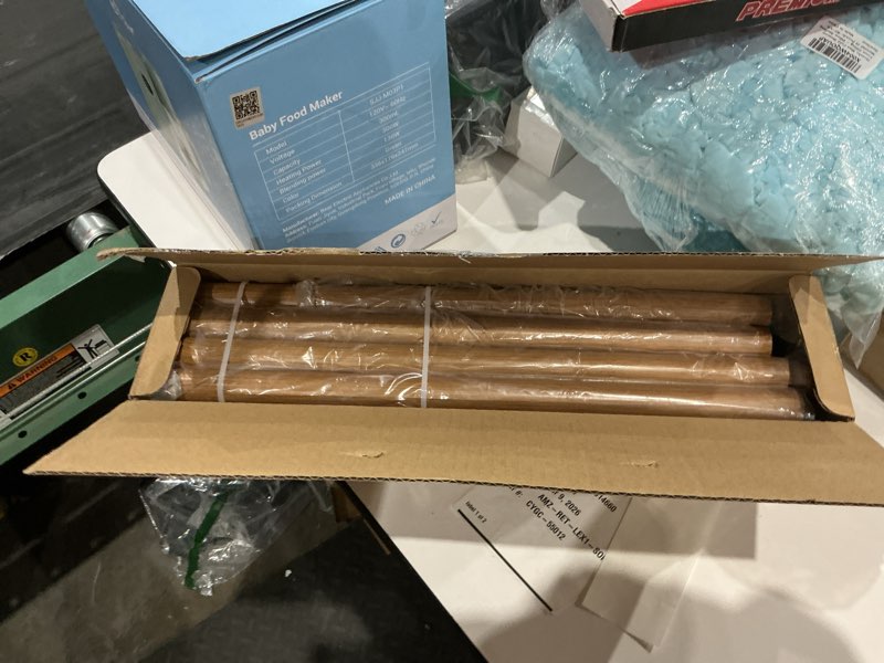 Condition photo showing New/Like New for Wood Curtain Rods for Windows 48 to 84 Inch,1'' Diameter Drapery Rods with Imitation Wood Grain Leaf Pattern Finials,Boho Adjustable Heavy Duty Curtain Rods Set,36-88'',Color:Natural Wood 36'' - 88'' Natural Wood