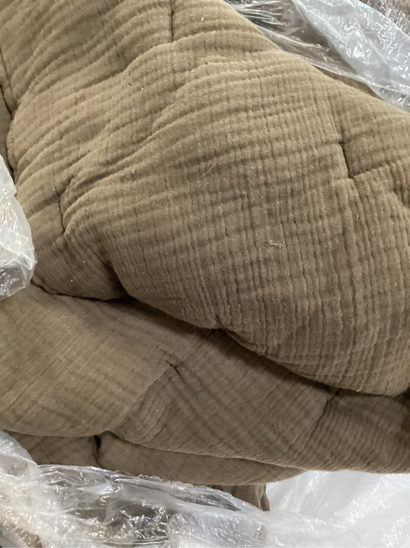 Condition photo showing As Is for organic cotton gauze dream quilt set, king/cal king, chocolate