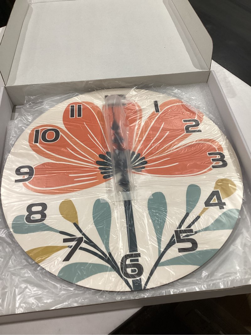 Condition photo showing New/Like New for large wall clock for living room - boho wall clocks battery operated 16 inch - home rustic wall clock non ticking for bedroom bathroom kitchen decor boho orange 16 inch