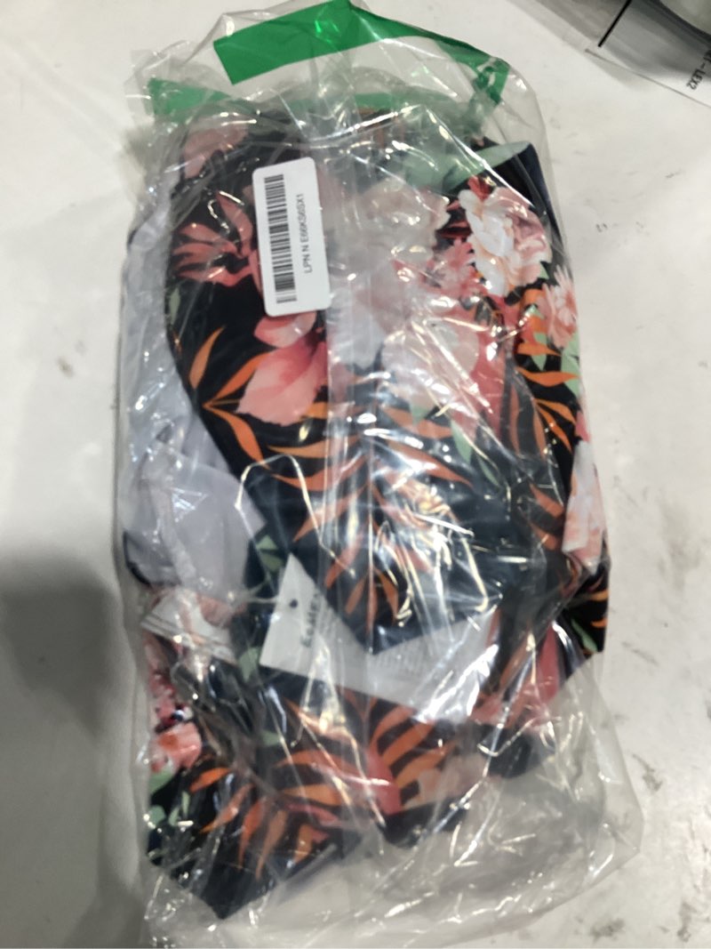 Condition photo showing As Is for eomenie one piece swimdress swimsuits for women tummy control swim dresses skirt bathing suit x-large black, orange plants