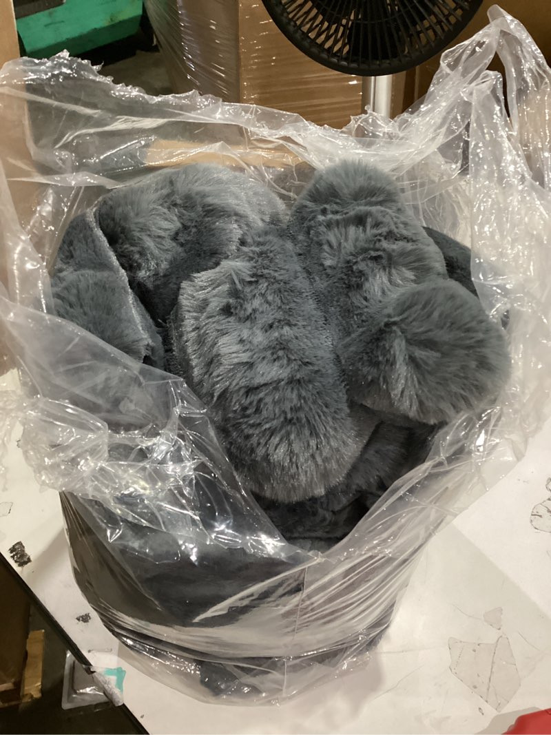 Condition photo showing As Is for BEDELITE Faux Fur Throw Blanket for Couch, Soft and Cozy Luxurious 3D Striped Fluffy Blanket, 770GSM Thick Warm Plush Fuzzy Faux Rabbit Fur Blanket for Fall and Winter (Crey, 50"x 60")