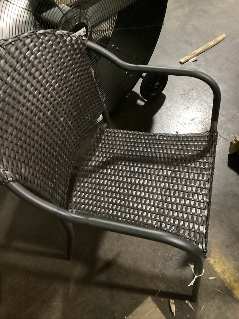Condition photo showing Good Condition for style selections pelham bay wicker stackable matte black steel frame stationary dining chair with woven seat
