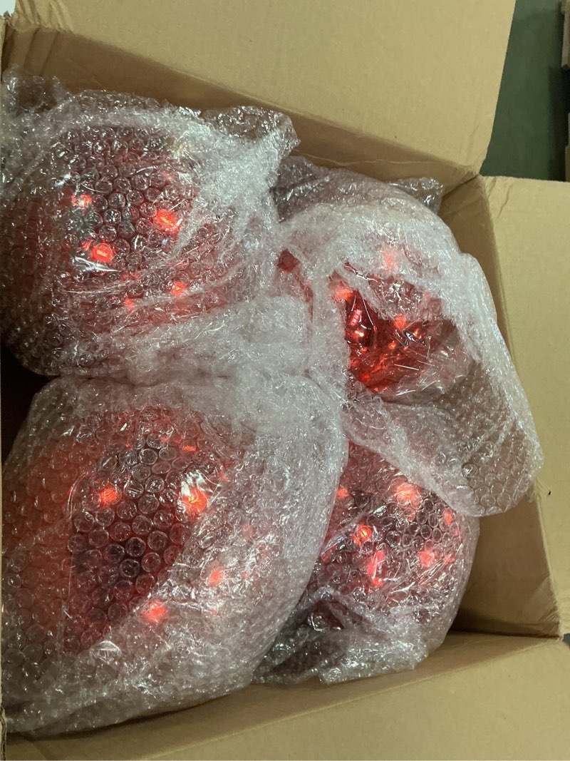 Condition photo showing Good Condition for 4 Pcs Extra Large Retro Mercury Christmas Balls Ornaments 8'' Oversized Giant Hanging Shatterproof Electroplated Ball Christmas Tree Ornaments for Xmas Party Outdoor Decor (Red)