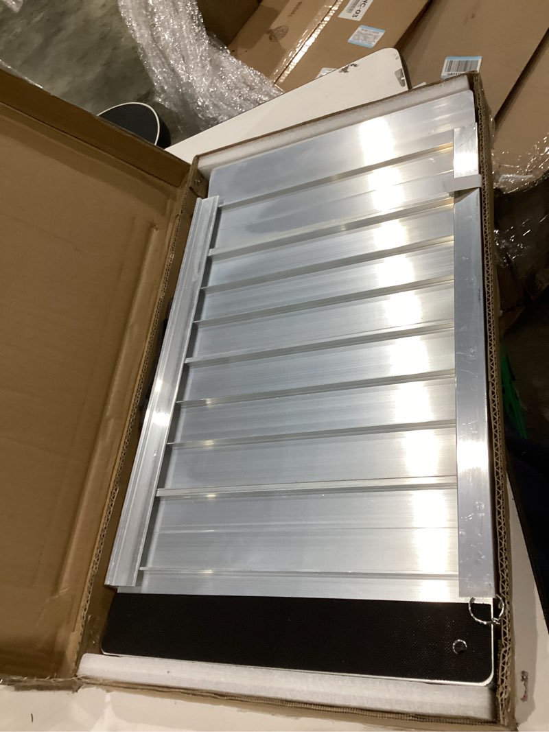 Condition photo showing As Is for (scratches)

fachnuo 2 feet portable wheelchair ramp, non-skid aluminum handicap ramps with handle, folding threshold wheel chair ramp for home steps, stairs, entry, threshold, doorways, scooter, 800lbs capacity aluminum 2ft(using height 2-6'')