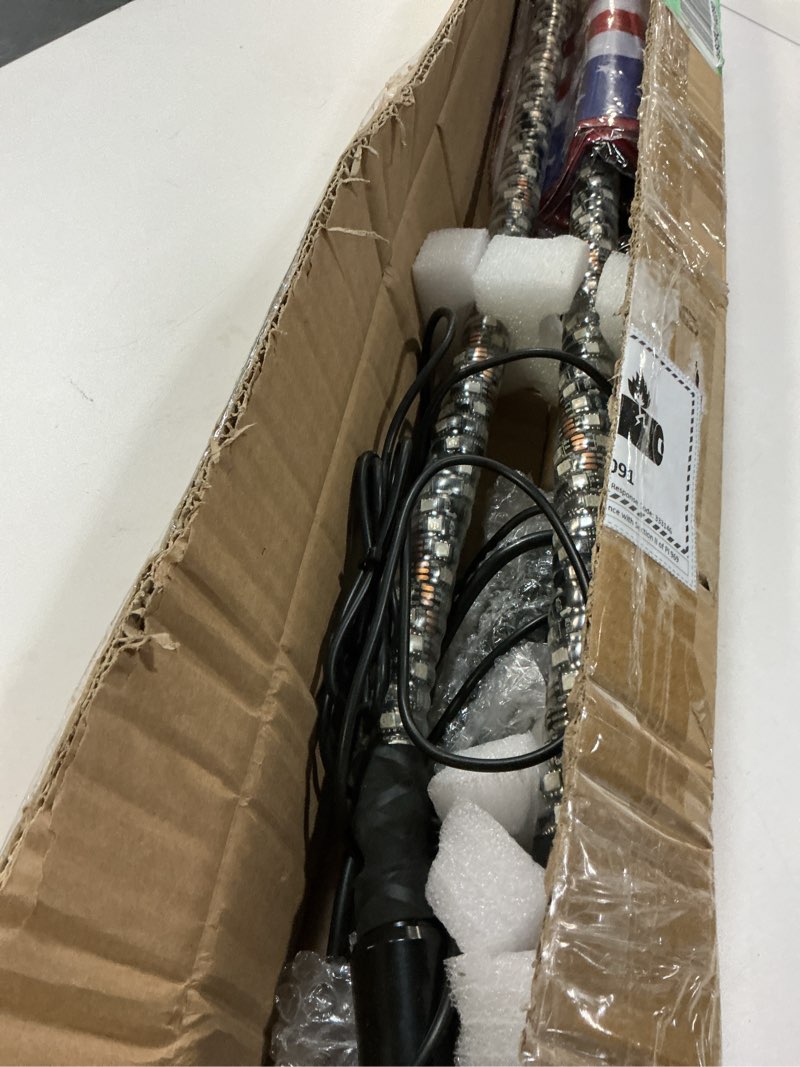 Condition photo showing Good Condition for 2 Pack 4FT LED Whip Lights with Remote Controlled 360 Twisted Chasing Color RGB Light Whip for UTV, 