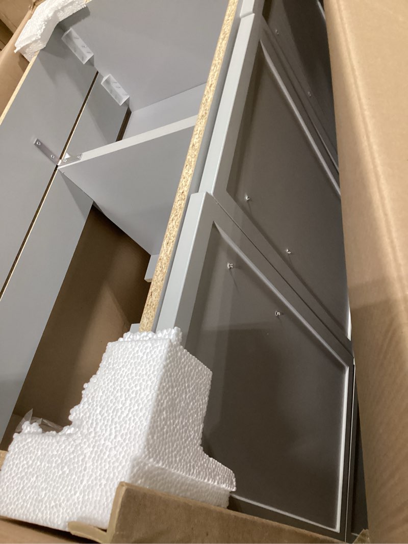Condition photo showing Good Condition for style selections meera 36-in light gray bathroom vanity base cabinet without top