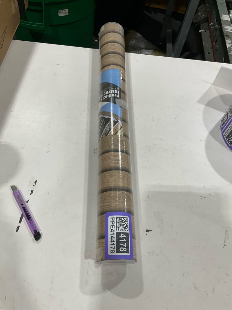 Condition photo showing New/Like New for livelynine wood wallpaper 24 x394 inch wood peel and stick wall paper slatted brown vinyl self adhesive contact paper decorative for bedroom kids bathroom door sticky slat wall paneling for walls 24" x 394" wood slats