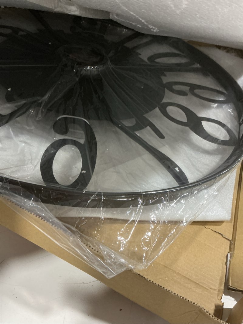 Condition photo showing Good Condition for leike large wall clocks for living room,silent,non ticking,battery operated oversized vintage round modern wood wall clock for bedroom,farmhouse,office home decor-24 inch(black-arabic number) 24 in black wood-arabic number