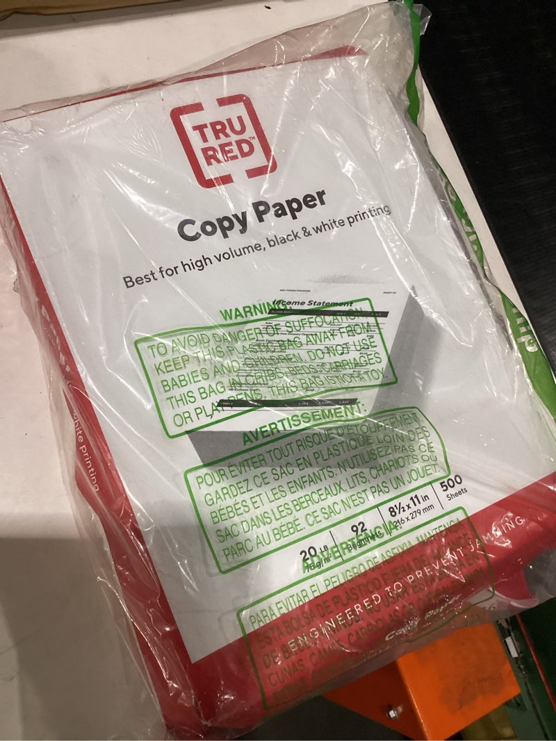 Condition photo showing Good Condition for tru red printer paper, 8.5" x 11", designed for high-speed printers, 92-brightness 500 sheets 8.5'' x 11''