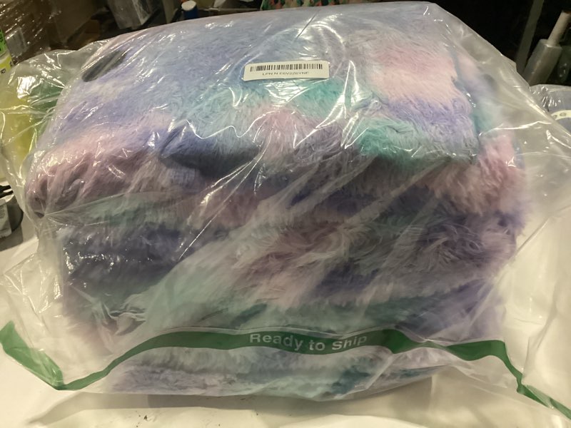 Condition photo showing Good Condition for ophanie rainbow purple rug for bedroom girls, unicorn colorful mermaid fluffy soft cute fuzzy area rugs, shag plush shaggy 4x6 furry carpet for kids baby teen dorm nursery home decor aesthetic rainbow purple rectangular 4' x 6' (rectangular)