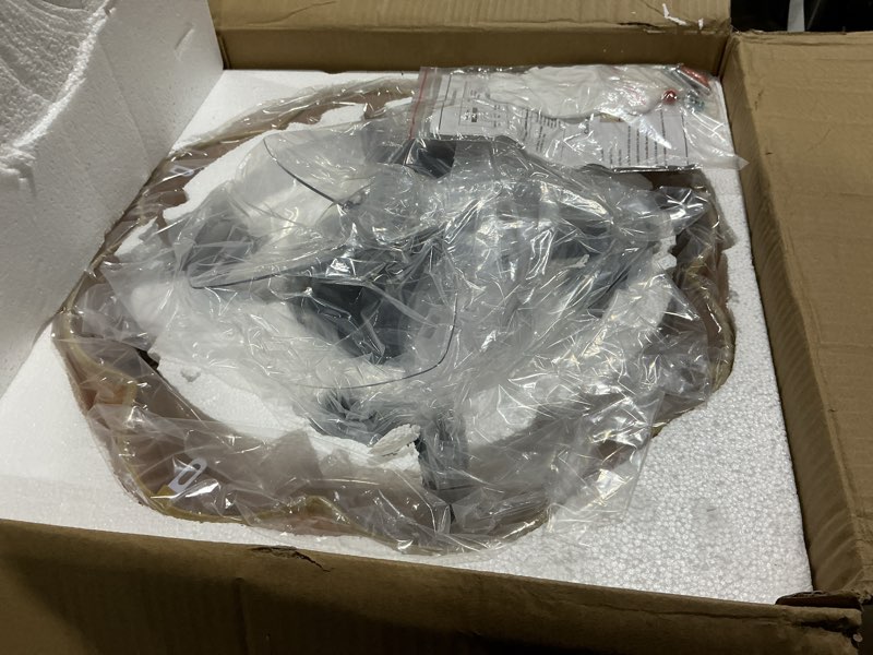 Condition photo showing Good Condition for Boho Caged Ceiling Fans with Lights Flush Mount, Rattan Fandelier Chandelier Ceiling Fan with Light with Remote and 6-Speed Motor for Bedroom, Nursery, Living Room Black-0308