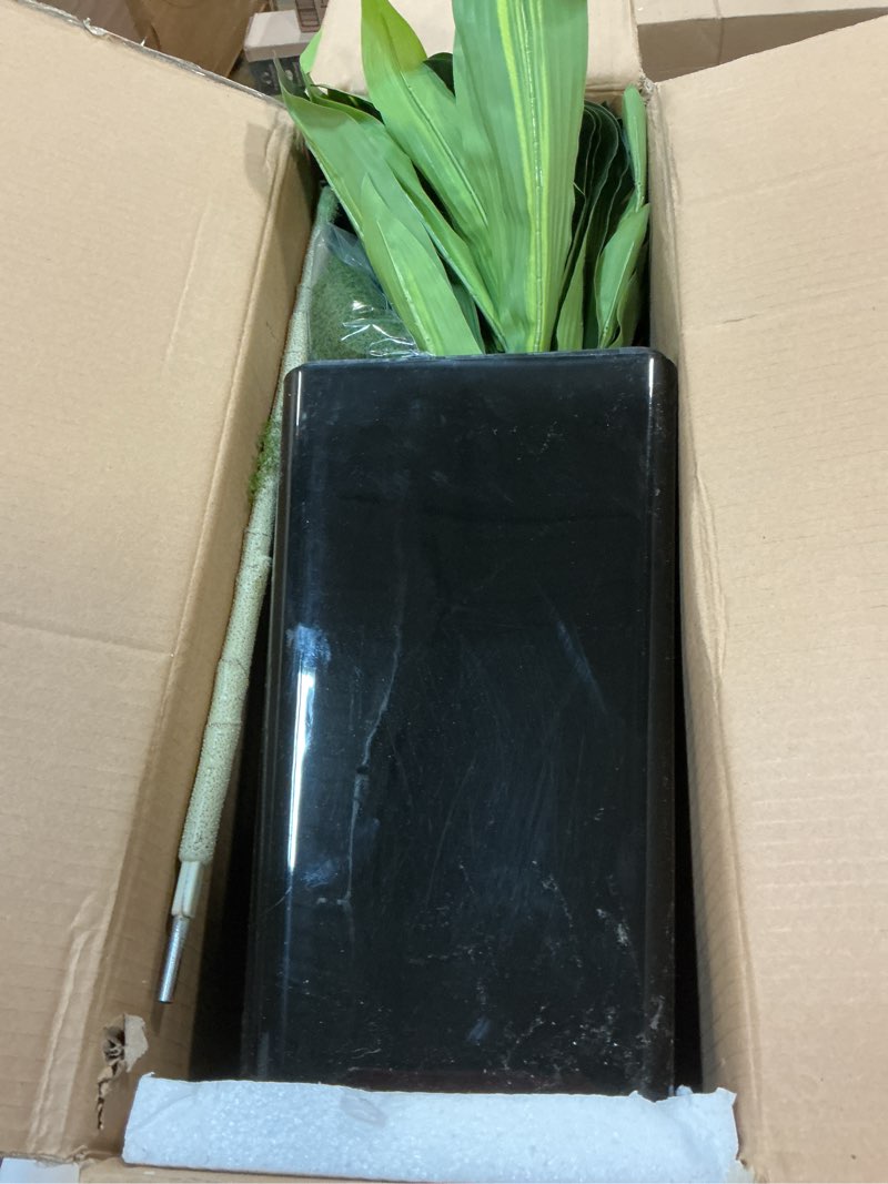 Condition photo showing Good Condition for 5FT Artificial Dracaena Tree - High-Density Foliage Fake Plant with Black Tall Planter - Faux Yucca Floor Plant for Home Office Decor Indoor Dracaena Tree With Black Pot 5ft