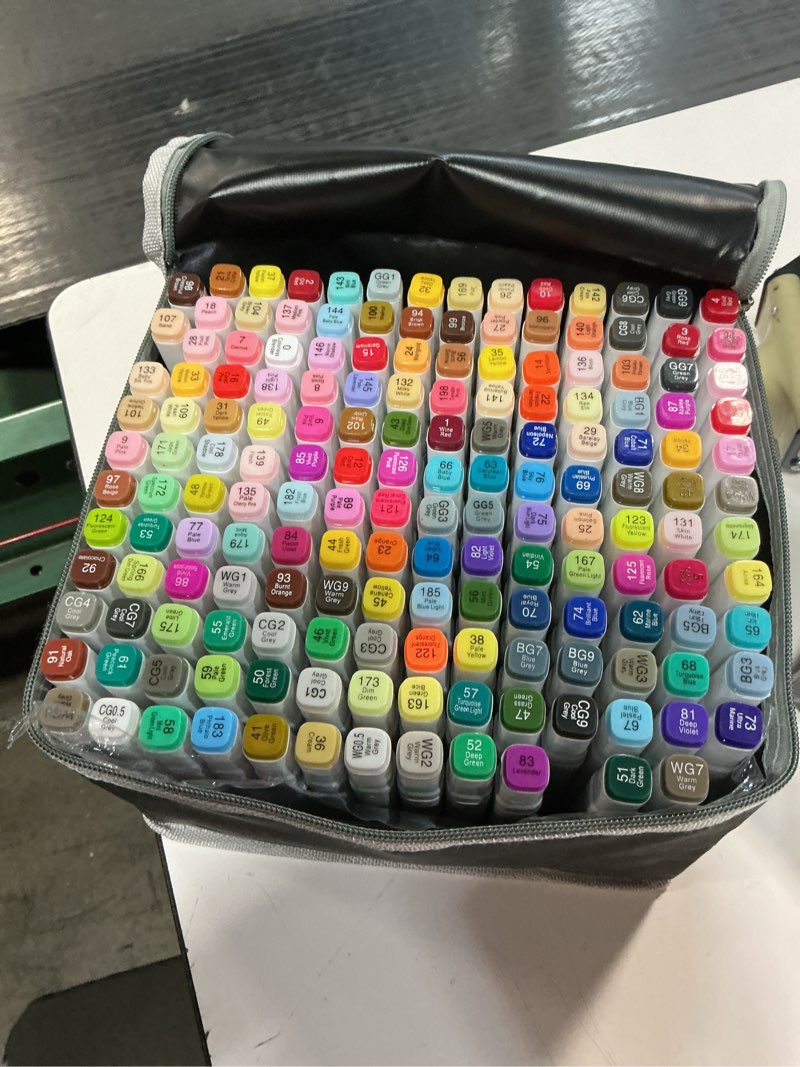 Condition photo showing Good Condition for VIBEX 168 Colors Alcohol Markers with Base Dual Tip Drawing Markers for Adult and Kids Comics Coloring Sketching Illustration - Refillable (168 White)
