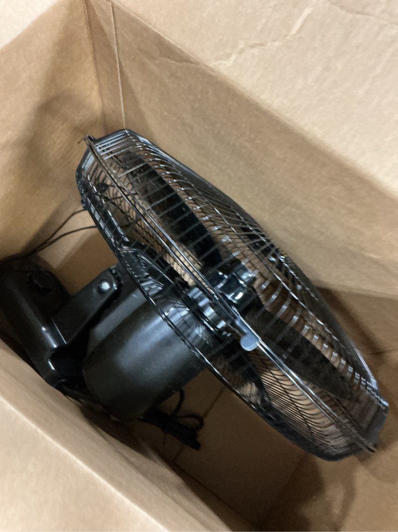 Condition photo showing Good Condition for comfort zone 16-inch oscillating wall mount fan – quiet 3-speed indoor fan with 60° adjustable tilt, pull-chain control & durable metal grille – space-saving cooling for home, office, & greenhouse