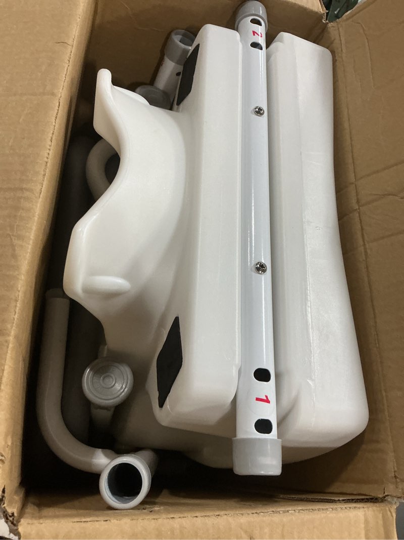 Condition photo showing As Is for raised toilet seat with handles for elderly - toilet seat risers for seniors with adjustable padded arms - elevated toilet safety seat for standard or elongated commode