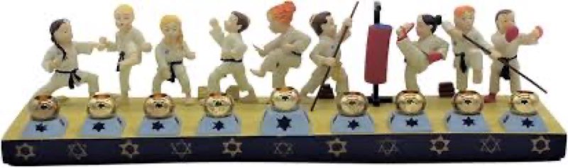 Majestic Giftware Ceramic Hanukkah Candles Menorah - Karate Menorah (RM-MEN12) | Fits Standard Candl