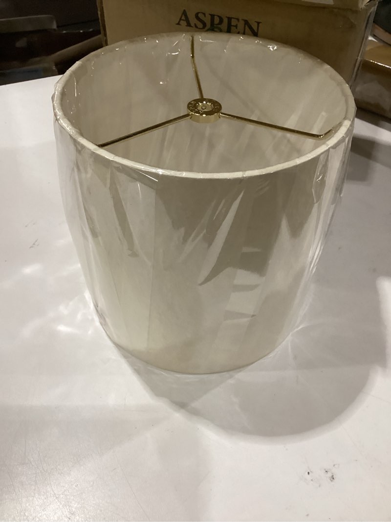 Condition photo showing New/Like New for aspen creative 31237 transitional drum (cylinder) shaped spider construction lamp shade in parchment, 8" wide (8" x 8" x 8")