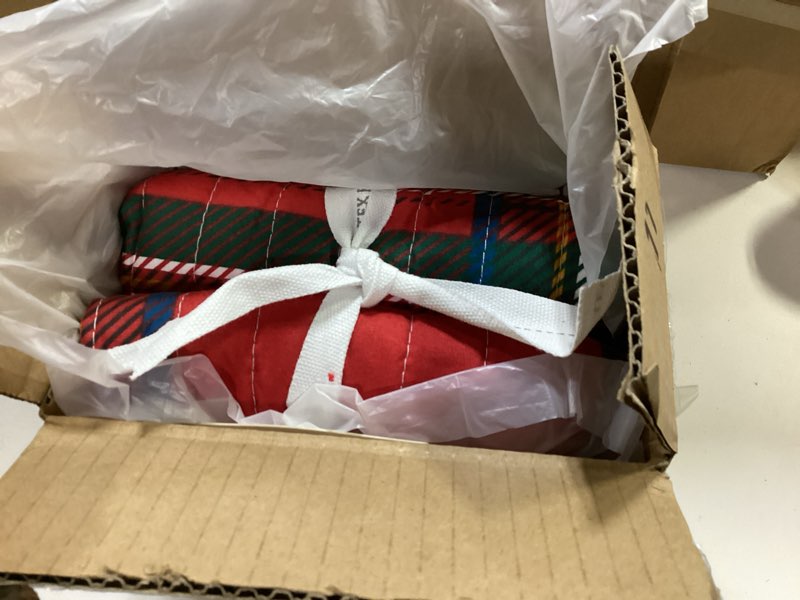 Condition photo showing Good Condition for Levtex Home - Spencer Plaid Quilted Euro Sham (26x26in.) - Christmas Tartan Plaid - Red, Green, Black - No Insert - Set of 2 26" x 26" (Pack of 2) Red