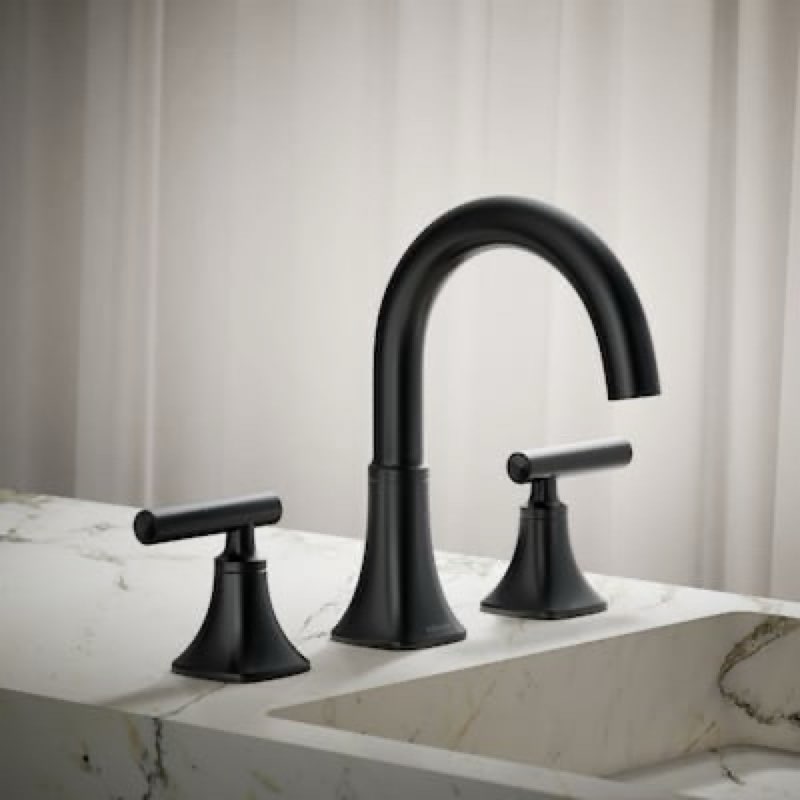 KOHLER Rill Matte Black Widespread 2-handle WaterSense Mid-arc Residential Handle Bathroom