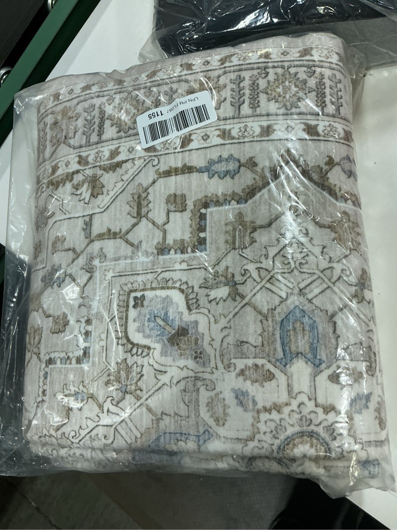 Condition photo showing Good Condition for madane hallway runner rug 2'6''x16' kitchen runner - non slip vintage runners for hallways washable kitchen rugs soft low pile 2.5x16 ft rug runners for laundry room, entryway and bedroom, beige/blue