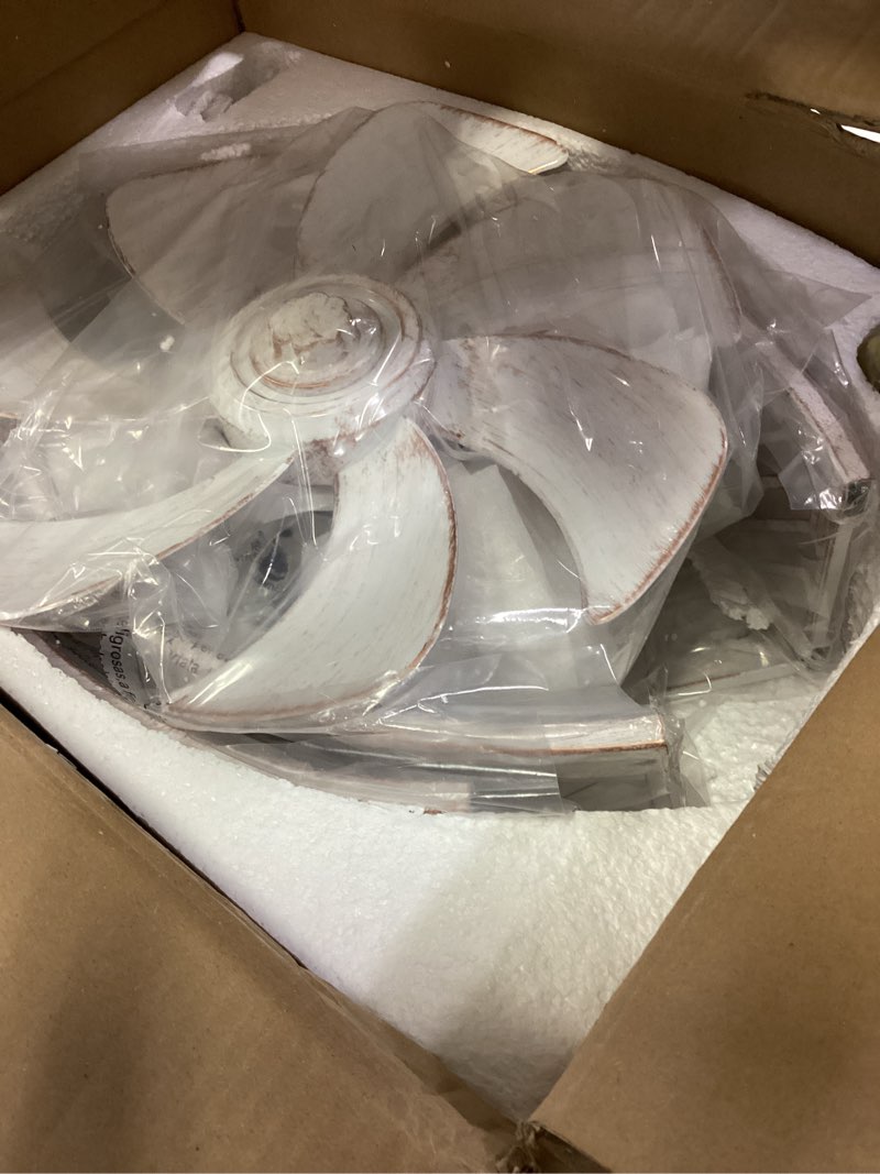 Condition photo showing Good Condition for LEDIARY 20" Caged Ceiling Fan with Light, Small Flush Mount Ceiling Fan with App&Remote, Low Profile Bladeless Ceiling Fan Light Fixture 6 Speed, Reversible and Quiet Motor-White Gold Gold-dusted White 20 Inch