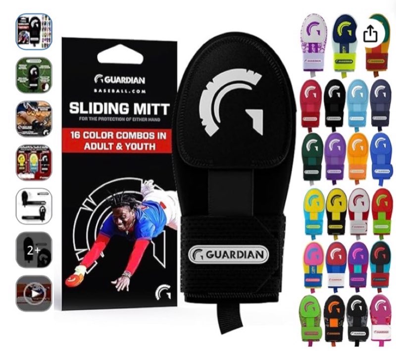 Guardian Baseball Sliding Mitt - Youth and Adult Sizes - Sliding Glove for Baseball - Elastic Compression Strap
