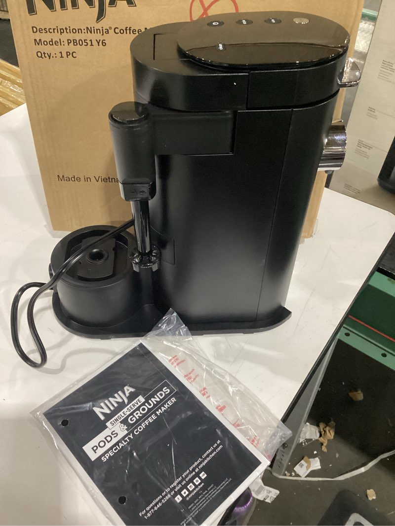 Condition photo showing As Is for Missing parts Ninja | Coffee Maker | Single Serve |Brew with Coffee Pods & Grounds| Compatible with K-Cup Coffee Pods | 4 Brew Styles, up to 24oz Cup Sizes & 56oz Removable Reservoir | Black | PB051 Standard Black