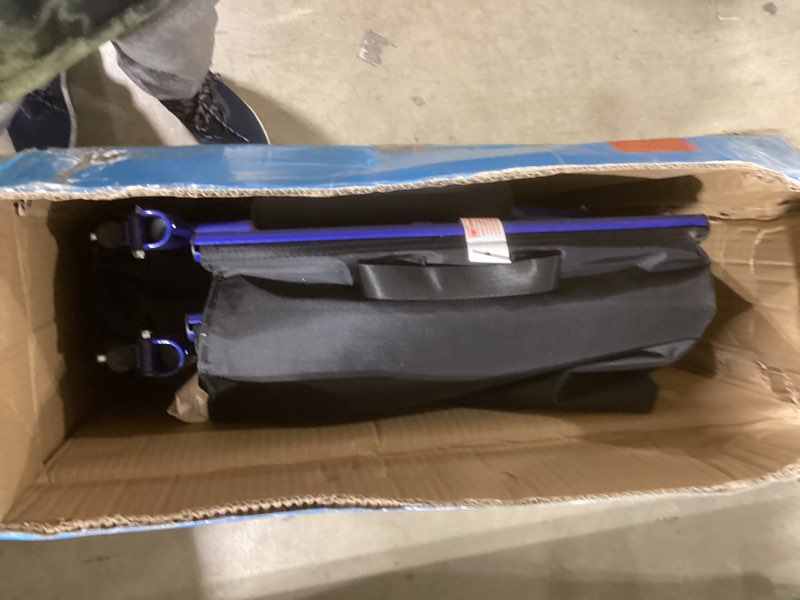 Condition photo showing Good Condition for Medline Lightweight Foldable Transport Wheelchair with Handbrakes and 12-Inch Wheels, Blue Frame, Black Upholstery Blue Wheelchair