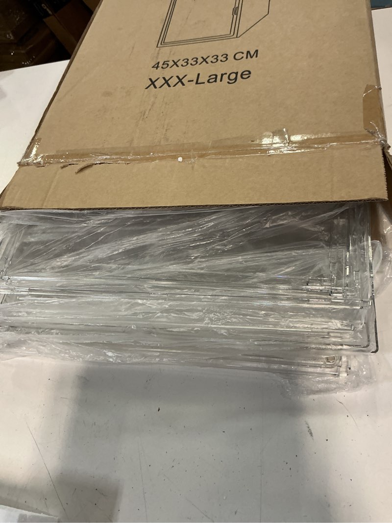 Condition photo showing Good Condition for XXX-Large Acrylic Display Case with Lid 17.3''x13''x13'' Purse Organizer for Closet Clear Handbag Purse Storage Box, Extra Large Storage Bins for Helmet, Tall Boots, Collectibles XXX-Large 1 Pack