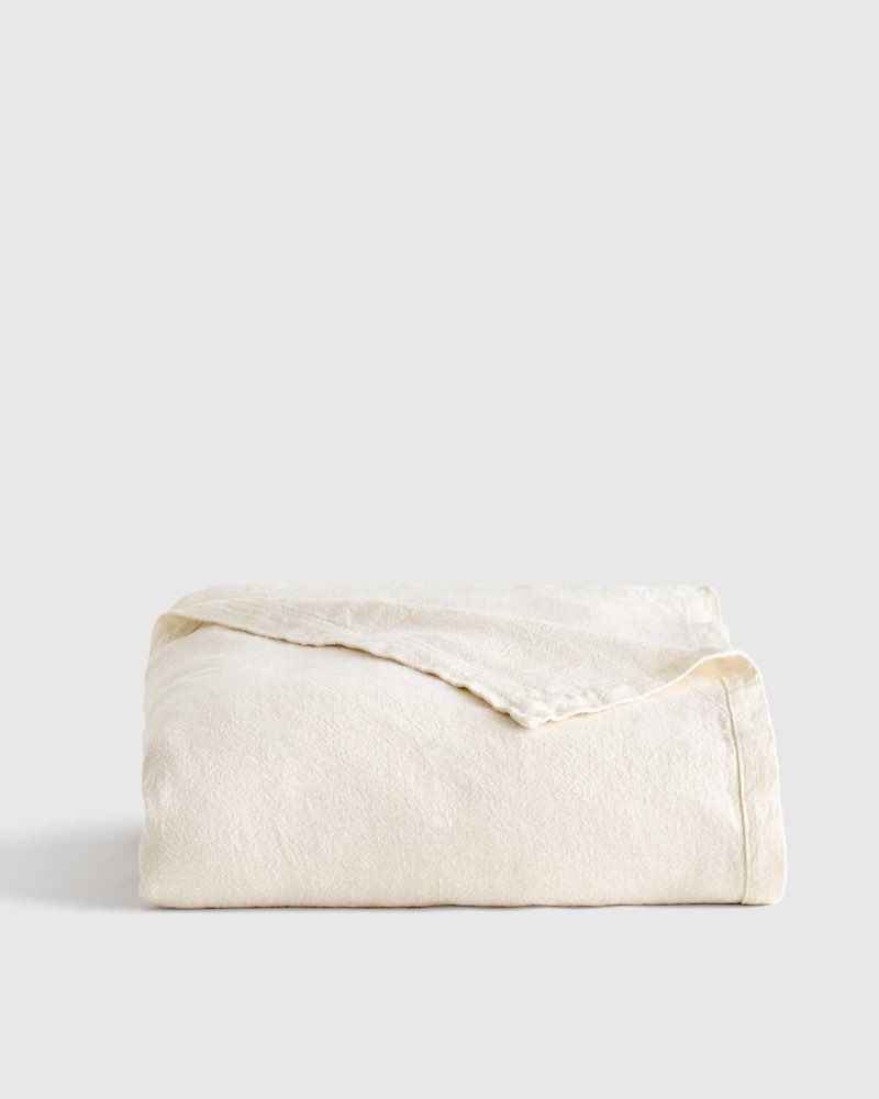  Quince, Vintage Wash European Linen Bed Cover(TWIN) Ivory