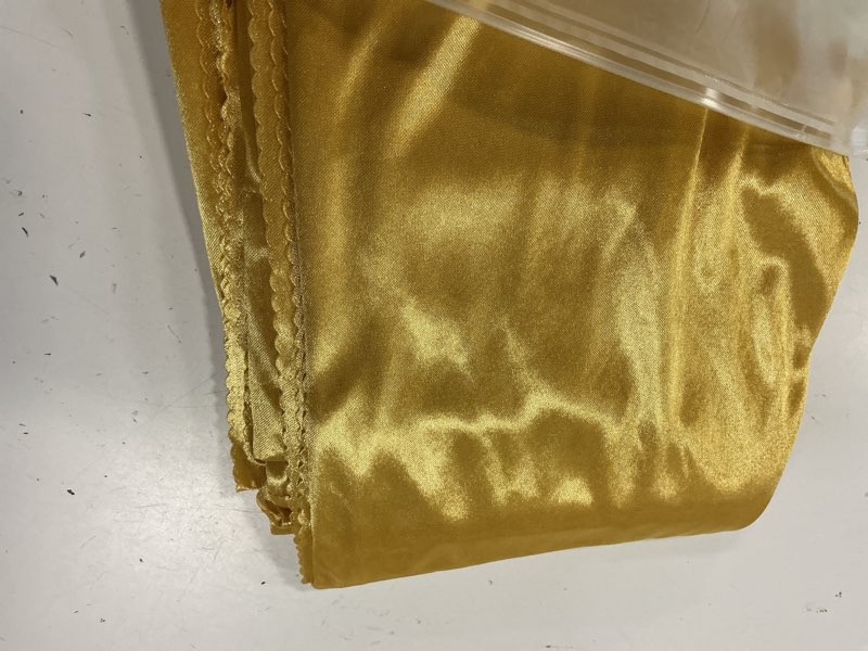 Condition photo showing Good Condition for gold backdrop curtain 10x8ft, 2 panels gold drapes with rod pocket, wrinkle free photo background for prom, graduation decoration, birthday party decor, christmas 5'(w) x 8'(h) 2 panels golden-12