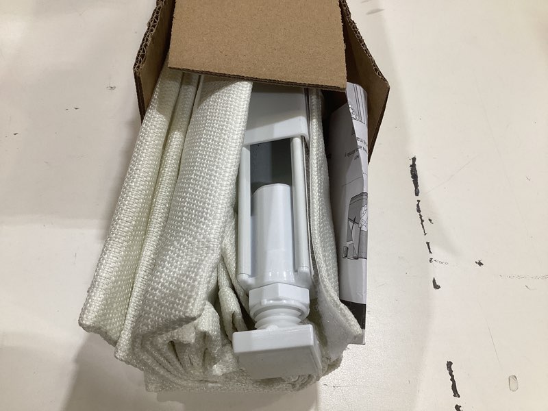 Condition photo showing As Is for lazblinds no drill roman shades for windows, cordless light filtering window shades with uv protection, polyester fabric for bedroom & living room, 29" w x 64" h, off white light filtering - off white 29"w x 64"h