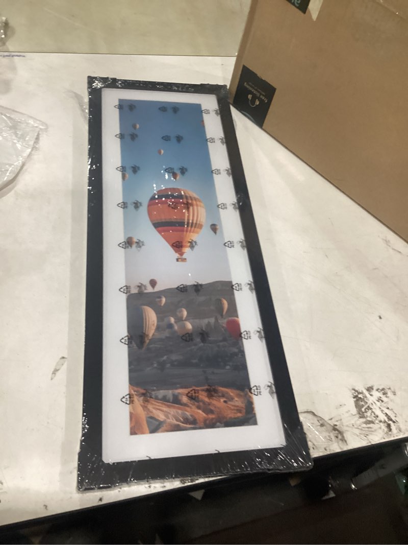 Condition photo showing Good Condition for jcjmy 8x24 picture frame with 6x22 mat, panoramic picture frame display photo 6x22 with mat or 8 x 24 without mat, wall hanging large 8 by 24 poster frame with plexiglass, black black 8x24 inch